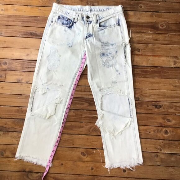 NWT Carmar cool jeans Tie dye Ecru Kevin style Ankle Ripped Destroyed raw hem 26 - Picture 10 of 13